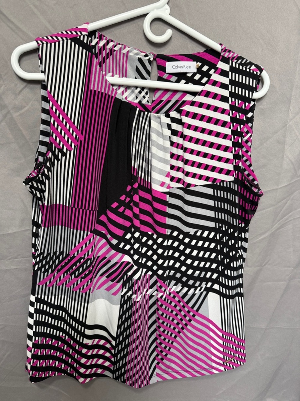 Calvin Klein Black White Pink Geometric Sleeveless Camisole